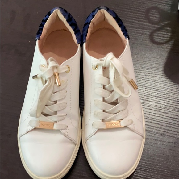TOPSHOP WHITE LEATHER CHEETAH SNEAKERS SIZE 7 - Picture 3 of 9